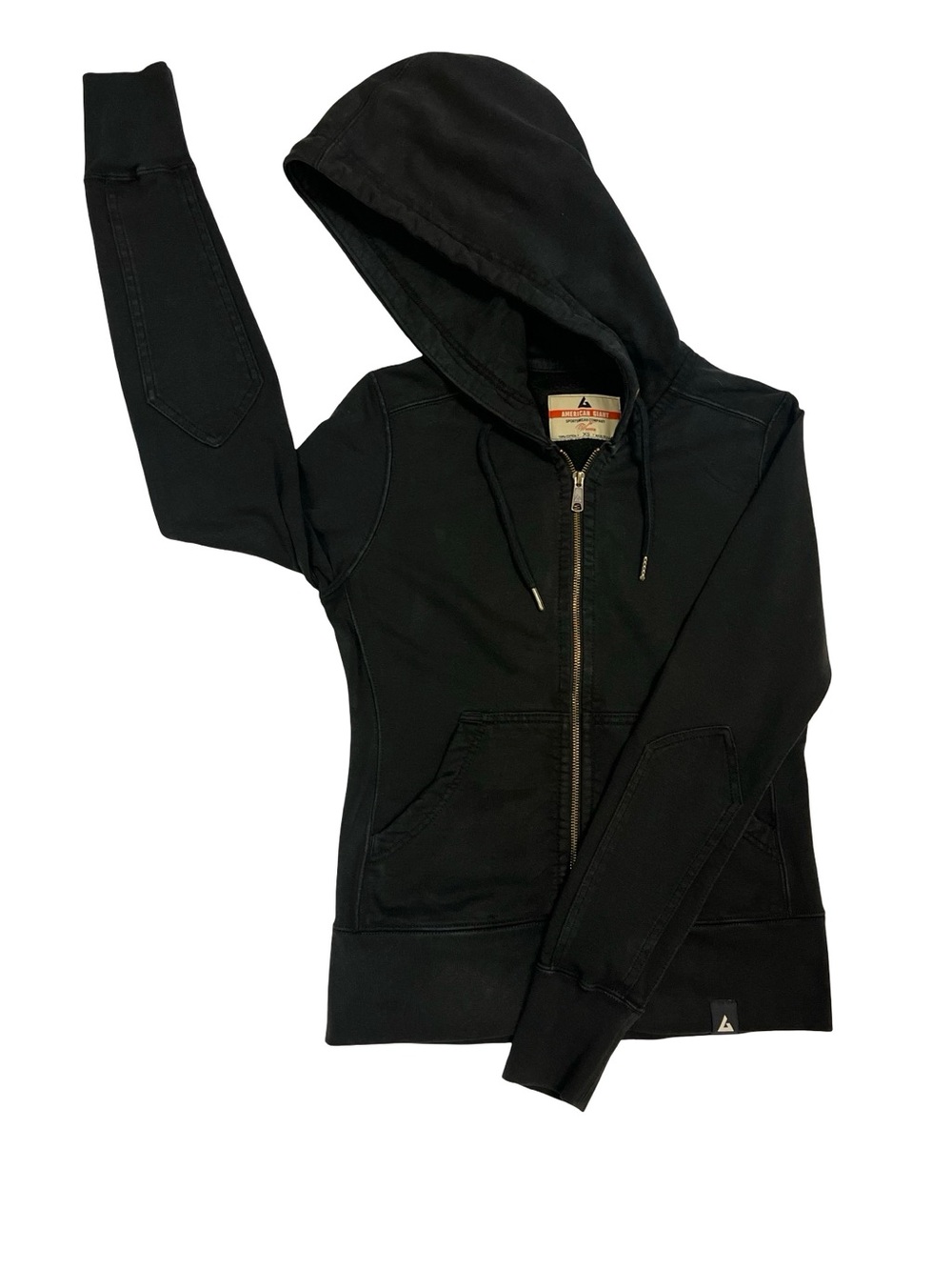 American Giant Heavyweight Black Full Zip Hoodie XS Goth Punk Streetwear Skater